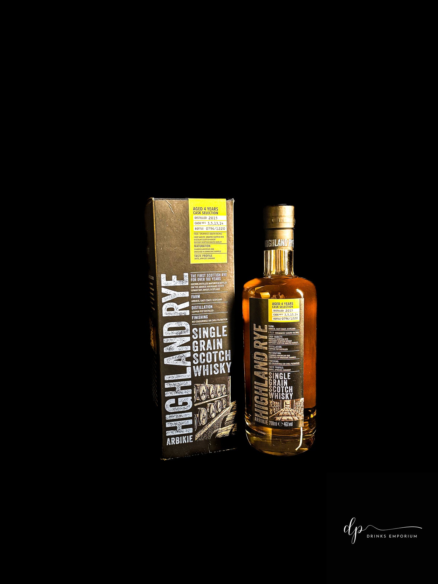 Arbikie Highland Rye Aged 4 Years Old Cask Collection, Distilled 2015