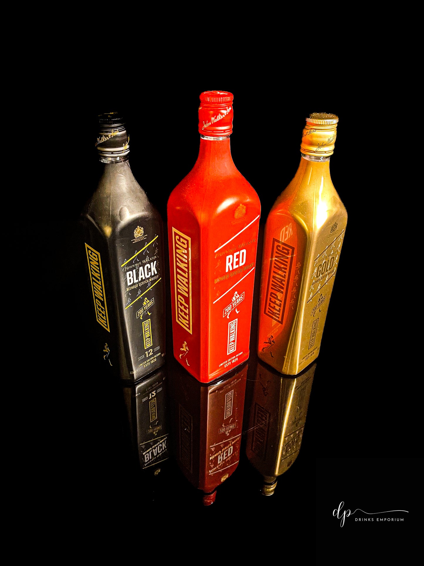 Johnnie Walker Red, Gold & Black 12 Years Old - 200th Anniversary Edition
