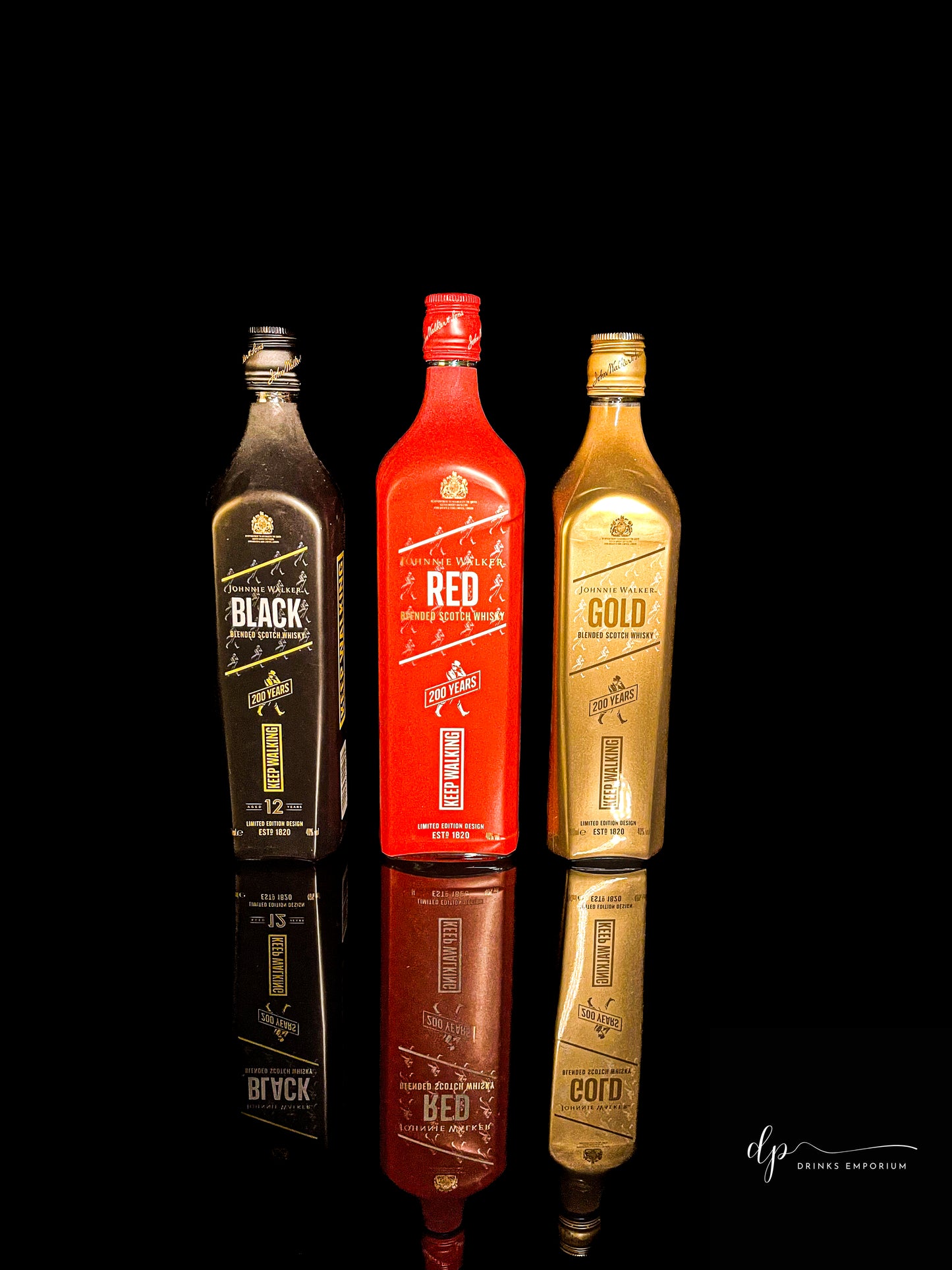 Johnnie Walker Red, Gold & Black 12 Years Old - 200th Anniversary Edition